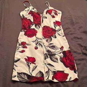 Rose print bodycon dress